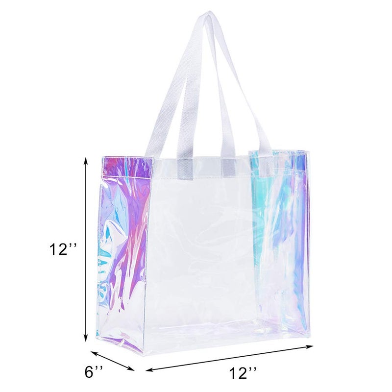 Edraco Clear Tote Bag, 2-Pack Stadium Approved Hologram Clear Bag, Great for Sports Games, Work, Security Travel, Stadium Venues or Concert, 12"X 12"X 6" - Image 2